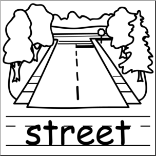 Clip Art: Basic Words: Street B&W Labeled