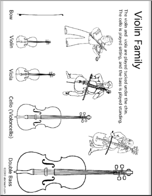 Coloring Page: Violin Instrument Family
