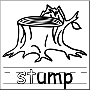 Clip Art: Basic Words: -ump Phonics: Stump B&W