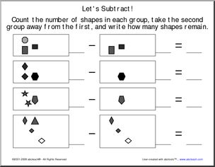 Subtraction Facts to 10 (pre-k/primary) 4 Clip Art