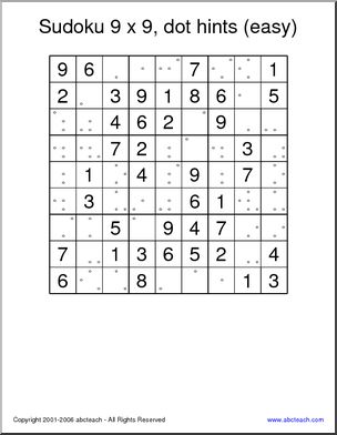 Sudoku 9×9, dot hints, easy
