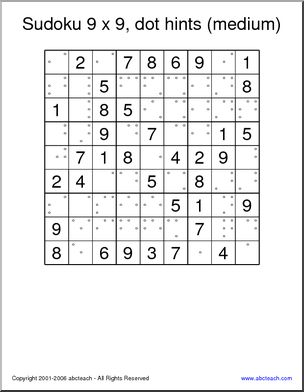 Sudoku 9×9, dot hints, medium