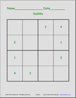 Sudoku: 4×4  Grid (with tiles)