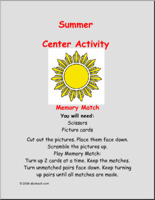 Learning Center: Summer – Memory Game