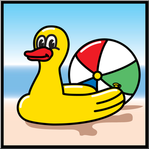 Clip Art: Summer Beach Graphic 3 Color 1