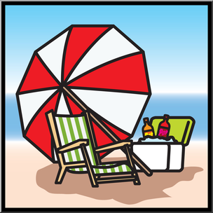 Clip Art: Summer Beach Graphic 4 Color 1