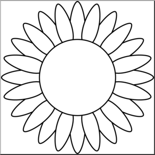 Clip Art: Flower: Sunflower B&W