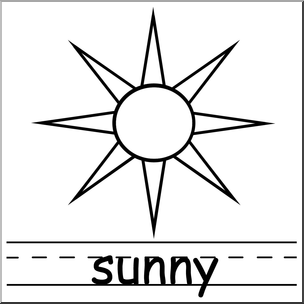 Clip Art: Weather Icons: Sunny B&W Labeled