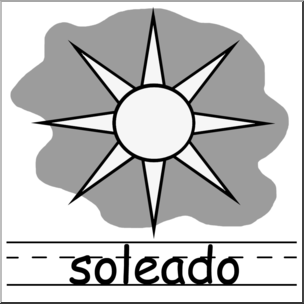 Clip Art: Weather Icons Spanish: Soleado Grayscale