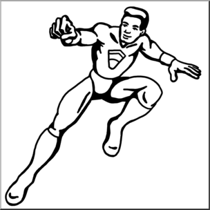 Clip Art: Superhero 04 B&W