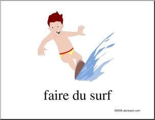 French: Poster, Faire du surf