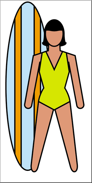Clip Art: People: Surfer Girl Color