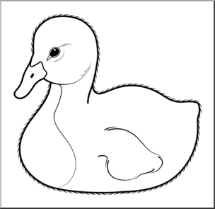 Clip Art: Baby Animals: Swan Cygnet B&W