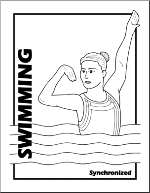 Clip Art: Swimming Synchronized B&W