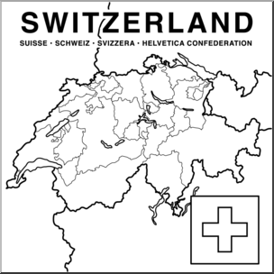 Clip Art: Switzerland Map B&W Blank