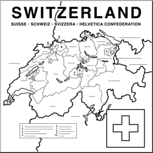 Clip Art: Switzerland Map B&W Unlabeled