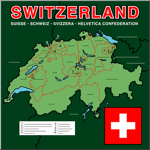 Clip Art: Switzerland Map Color Unlabeled