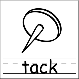 Clip Art: Basic Words: Tack B&W Labeled