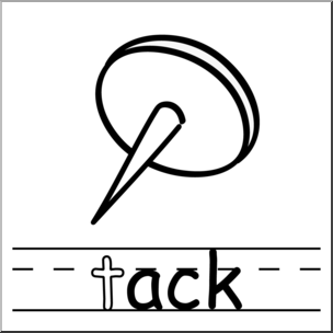 Clip Art: Basic Words: -ack Phonics: Tack B&W