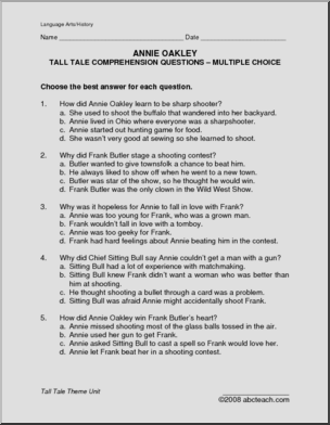 Comprehension: Tall Tale – Annie Oakley (upper elem/middle)