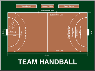 Clip Art: Playing Fields: Team Handball Color