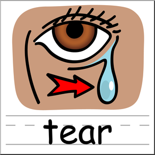 Clip Art: Basic Words: Tear 2 Color Labeled