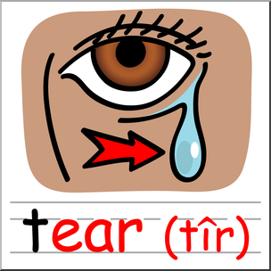 Clip Art: Basic Words: -ear Phonics: Tear 2 Color