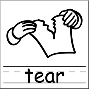 Clip Art: Basic Words: Tear 1 B&W Labeled