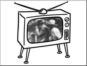 Clip Art: Basic Words: Television B&W Unlabeled