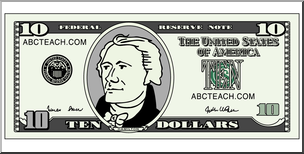Clip Art: Ten Dollar Bill Color Front