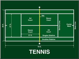 Clip Art: Playing Fields: Tennis Color