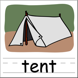 Clip Art: Basic Words: Tent Color Labeled