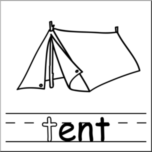 Clip Art: Basic Words: -ent Phonics: Tent B&W