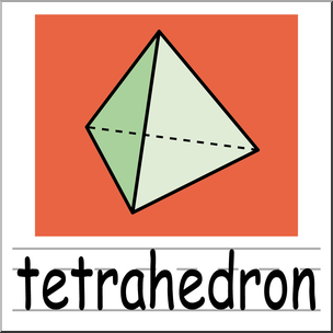 Clip Art: 3D Solids: Tetrahedron Color 2 Labeled
