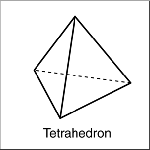 Clip Art: 3D Solids: Tetrahedron B&W Labeled