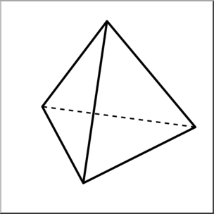 Clip Art: 3D Solids: Tetrahedron B&W