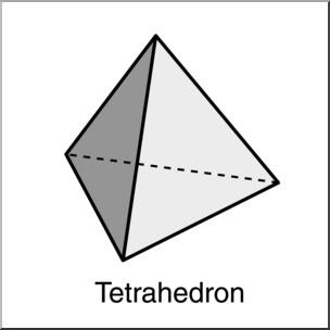 Clip Art: 3D Solids: Tetrahedron Grayscale Labeled