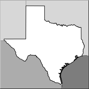 Clip Art: US State Maps: Texas Grayscale