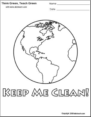 Coloring Page:  Think Green – Keep Me Clean!