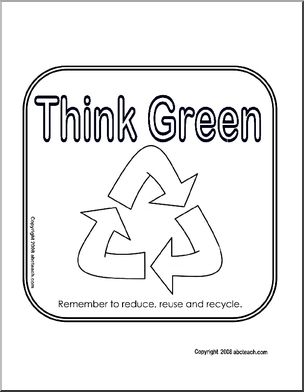 Sign: Think Green – Reduce, Reuse, Recycle (triangle)