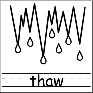 Clip Art: Weather Icons: Thaw B&W Labeled