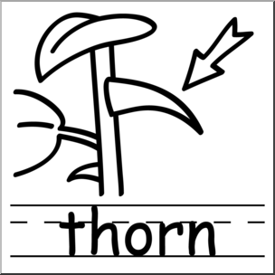 Clip Art: Basic Words: Thorn B&W Labeled