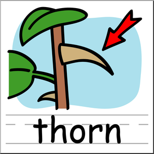 Clip Art: Basic Words: Thorn Color Labeled