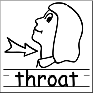 Clip Art: Basic Words: Throat B&W Labeled
