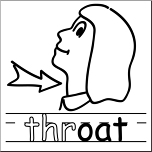 Clip Art: Basic Words: -oat Phonics: Throat B&W