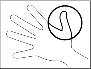 Clip Art: Parts of the Body: Thumb B&W Unlabeled