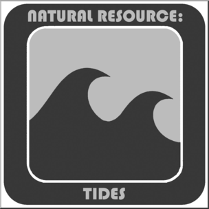 Clip Art: Natural Resources: Tides Grayscale Labeled