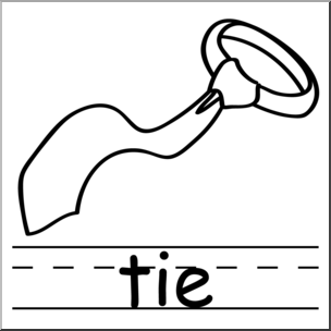 Clip Art: Basic Words: Tie B&W Labeled