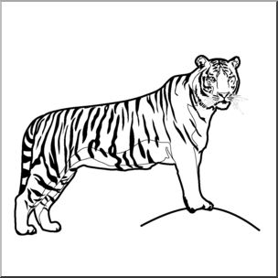 Clip Art: Big Cats: Tiger B&W