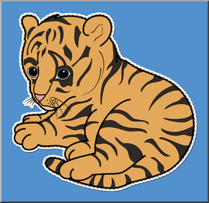 Clip Art: Baby Animals: Tiger Cub Color 2